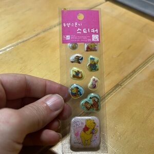Early 2000s Korean Winnie the Pooh puff sticker set
